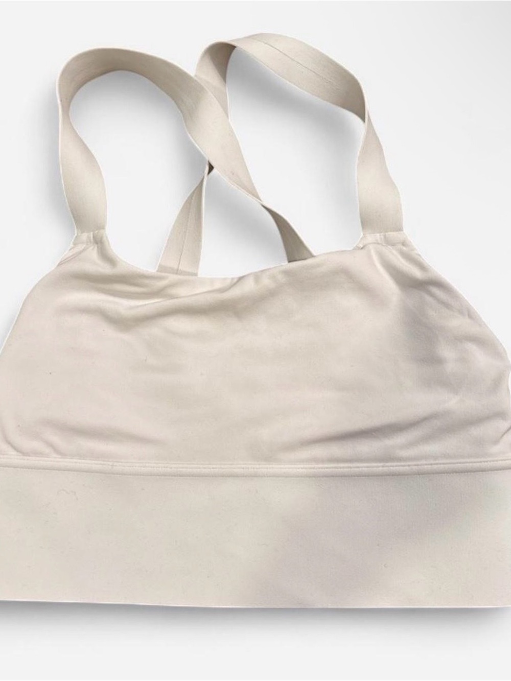 Athleta Off-White/Pearl Lightweight Sports Bra with Double Straps